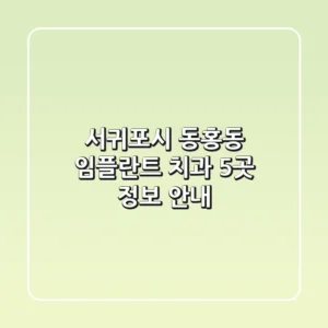 서귀포시 동홍동 임플란트 치과 5곳 정보 안내
