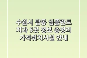 수원시 탑동 임플란트 치과 5곳 정보 총정리 – 가격/위치/시설 안내