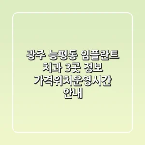 광주 능평동 임플란트 치과 3곳 정보 - 가격/위치/운영시간 안내