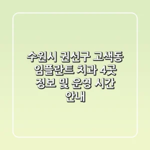 수원시 권선구 고색동 임플란트 치과 4곳 정보 및 운영 시간 안내