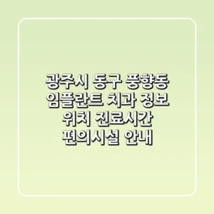 광주시 동구 풍향동 임플란트 치과 정보 - 위치, 진료시간, 편의시설 안내