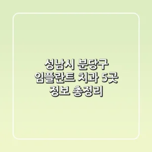 성남시 분당구 임플란트 치과 5곳 정보 총정리