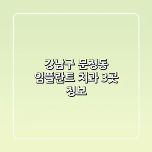 강남구 문정동 임플란트 치과 3곳 정보