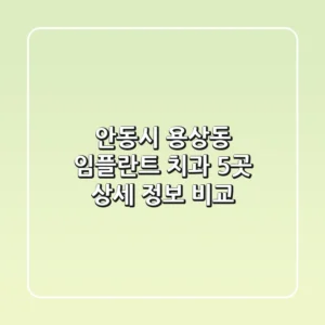 안동시 용상동 임플란트 치과 5곳 상세 정보 비교