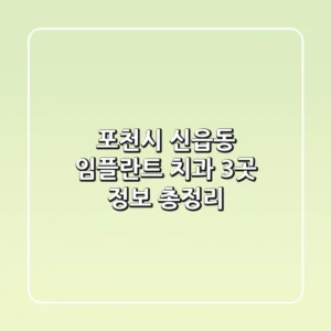포천시 신읍동 임플란트 치과 3곳 정보 총정리