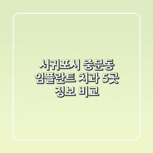 서귀포시 중문동 임플란트 치과 5곳 정보 비교