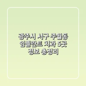 광주시 서구 주월동 임플란트 치과 5곳 정보 총정리