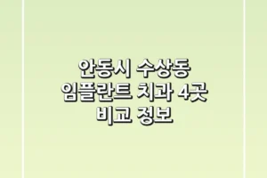 안동시 수상동 임플란트 치과 4곳 비교 정보