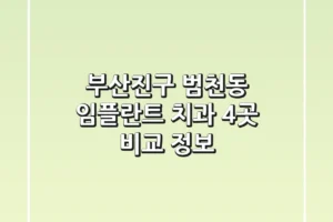 부산진구 범천동 임플란트 치과 4곳 비교 정보
