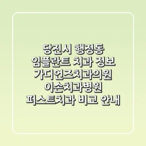 당진시 행정동 임플란트 치과 정보: 가디언즈치과의원, 이손치과병원, 퍼스트치과 비교 안내