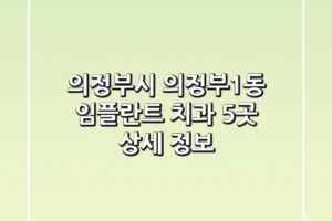 의정부시 의정부1동 임플란트 치과 5곳 상세 정보
