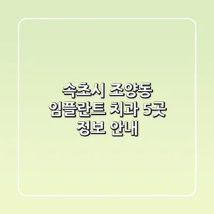 속초시 조양동 임플란트 치과 5곳 정보 안내