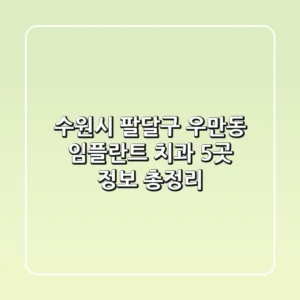 수원시 팔달구 우만동 임플란트 치과 5곳 정보 총정리