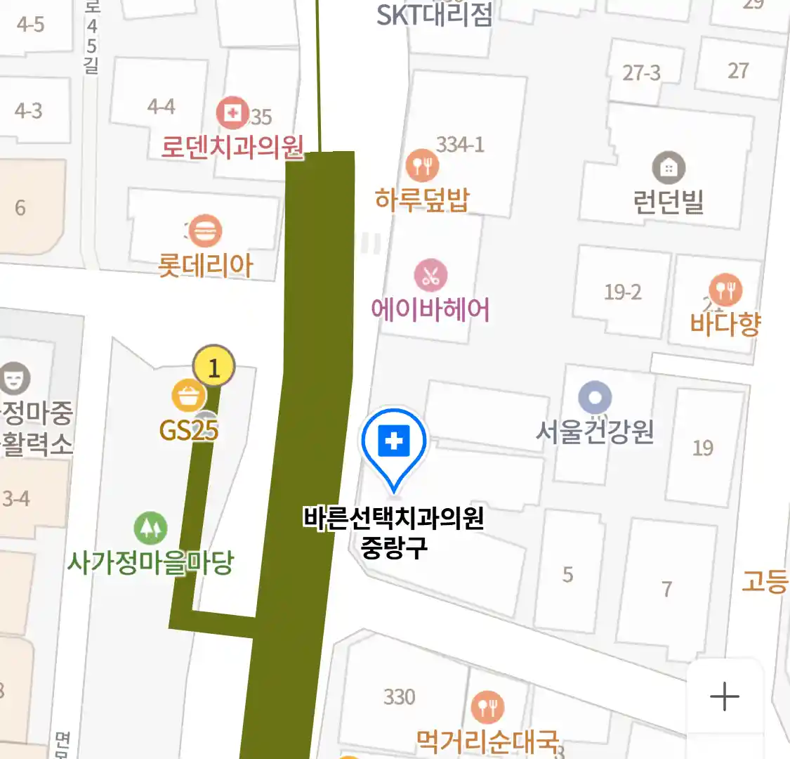 바른선택치과의원 중랑구 위치