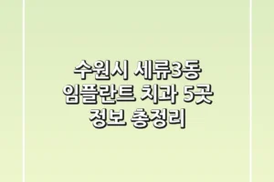 수원시 세류3동 임플란트 치과 5곳 정보 총정리