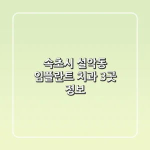 속초시 설악동 임플란트 치과 3곳 정보