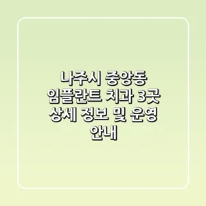 나주시 중앙동 임플란트 치과 3곳 상세 정보 및 운영 안내