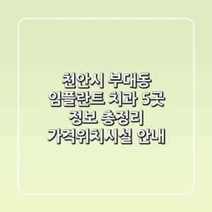 천안시 부대동 임플란트 치과 5곳 정보 총정리 - 가격/위치/시설 안내