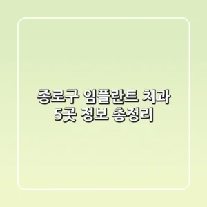 종로구 임플란트 치과 5곳 정보 총정리