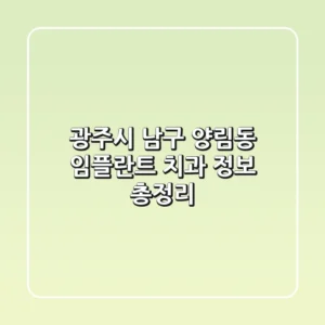 광주시 남구 양림동 임플란트 치과 정보 총정리