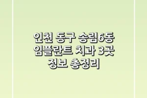 인천 동구 송림6동 임플란트 치과 3곳 정보 총정리
