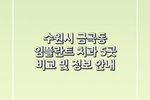수원시 금곡동 임플란트 치과 5곳 비교 및 정보 안내