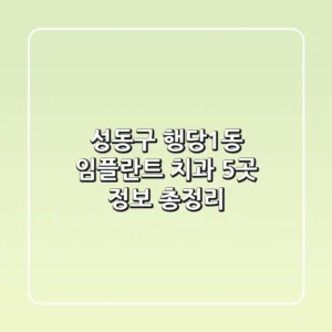 성동구 행당1동 임플란트 치과 5곳 정보 총정리