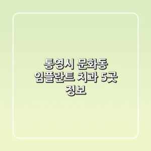 통영시 문화동 임플란트 치과 5곳 정보