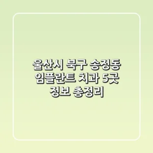 울산시 북구 송정동 임플란트 치과 5곳 정보 총정리