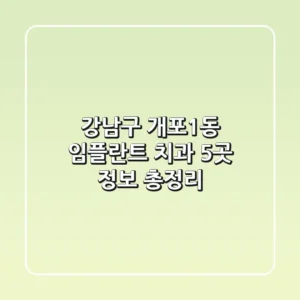 강남구 개포1동 임플란트 치과 5곳 정보 총정리