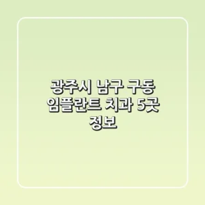 광주시 남구 구동 임플란트 치과 5곳 정보