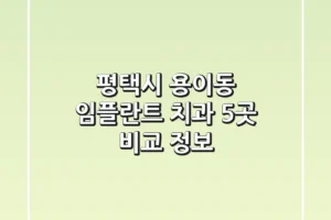 평택시 용이동 임플란트 치과 5곳 비교 정보