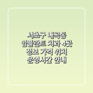 서초구 내곡동 임플란트 치과 4곳 정보 - 가격, 위치, 운영시간 안내