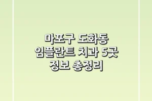 마포구 도화동 임플란트 치과 5곳 정보 총정리