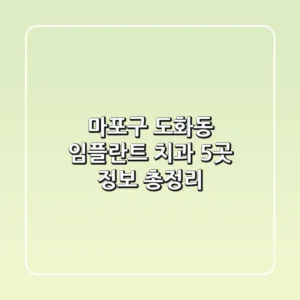 마포구 도화동 임플란트 치과 5곳 정보 총정리