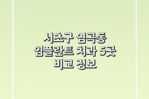 서초구 염곡동 임플란트 치과 5곳 비교 정보