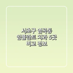 서초구 염곡동 임플란트 치과 5곳 비교 정보