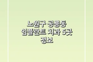 노원구 공릉동 임플란트 치과 5곳 정보