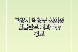 고양시 덕양구 신원동 임플란트 치과 4곳 정보