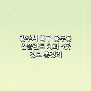 광주시 북구 용두동 임플란트 치과 5곳 정보 총정리