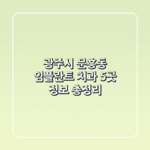 광주시 문흥동 임플란트 치과 5곳 정보 총정리