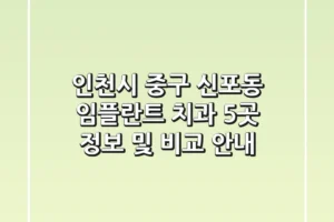 인천시 중구 신포동 임플란트 치과 5곳 정보 및 비교 안내