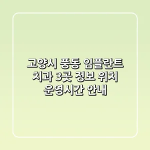 고양시 풍동 임플란트 치과 3곳 정보 - 위치, 운영시간 안내