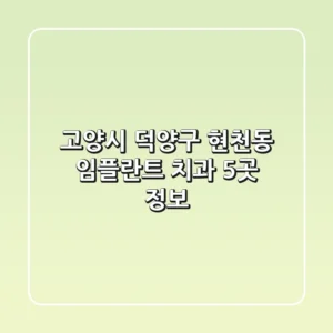 고양시 덕양구 현천동 임플란트 치과 5곳 정보