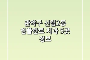 관악구 신림2동 임플란트 치과 5곳 정보